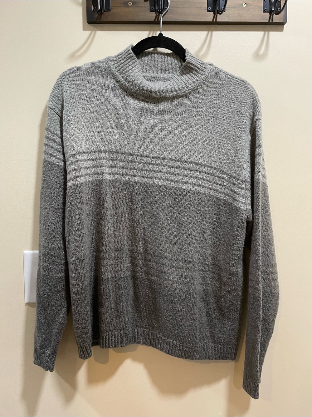 Mountain Lake Women's Gray Turtleneck Sweater with Subtle Stripe